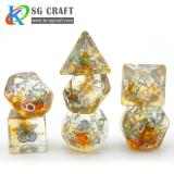 Yellow and Blue Swirl With Colorful Cotton Resin Dice
