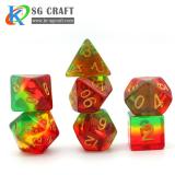 Red/Blue/Green  Transparent Layered With Chameleon Glitter Rainbow Resin Dice