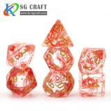 Transparent With Red Cotton Resin Dice