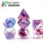 Purple and Blue Swirl With Colorful Cotton Resin DICE