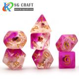 Colorful Pearl  Resin DICE With Purple Floor With Chameleon Glitter