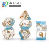 Water-drop Diamond  With Blue Floor With Chameleon Glitter Resin DICE
