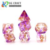 Purple Transparent With Fireworks+Silver Glitter Resin Dice