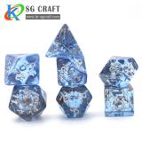 Blue Transparent With Fireworks+Silver Glitter Resin Dice